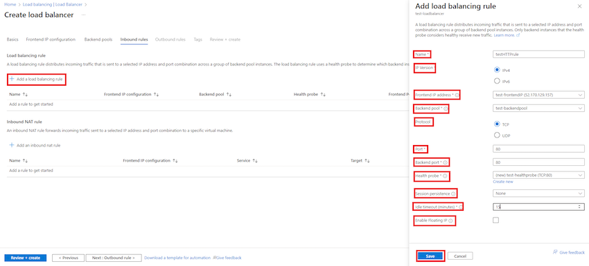Add a load balancing rule